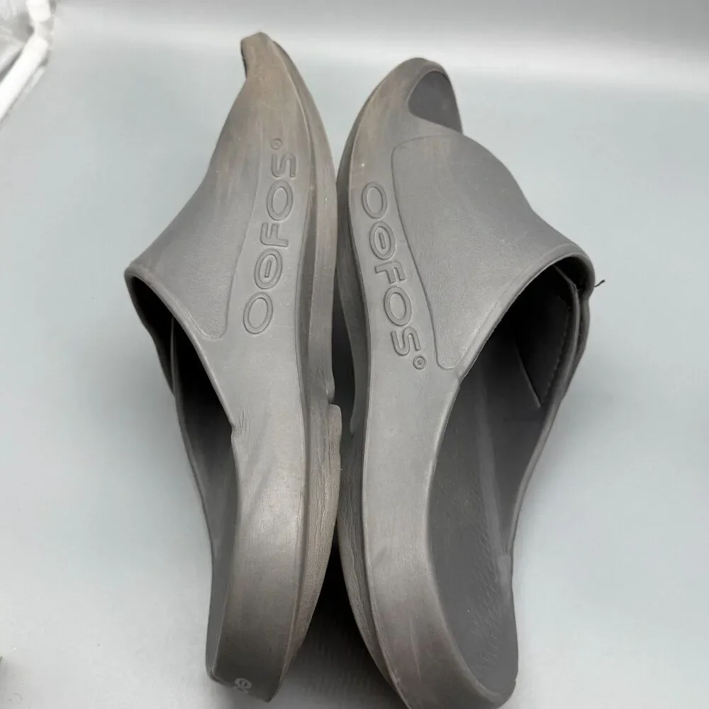 OOFOS OOahh Sport Flex Men 14 Slate Gray Slides Sandals Slip-On Open Toe Comfort